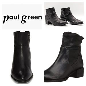 Paul Green Black Nelly Leather Block Heel Booties Austria 5 US 7.5